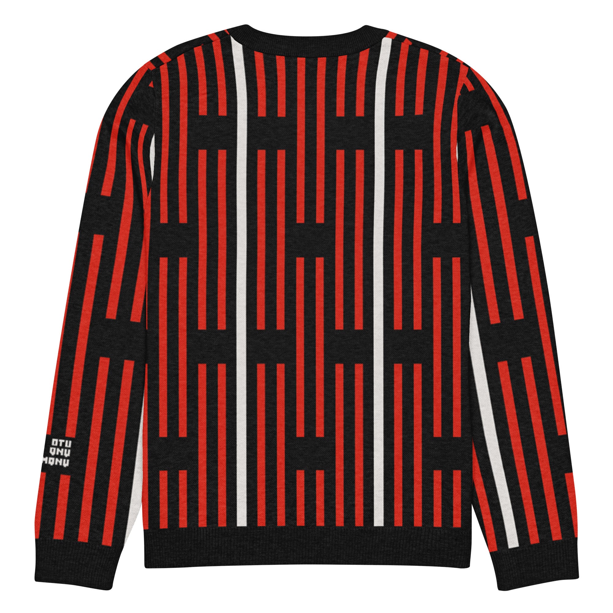 Akwete crew-neck sweater in Kola red and black — Onu Monu