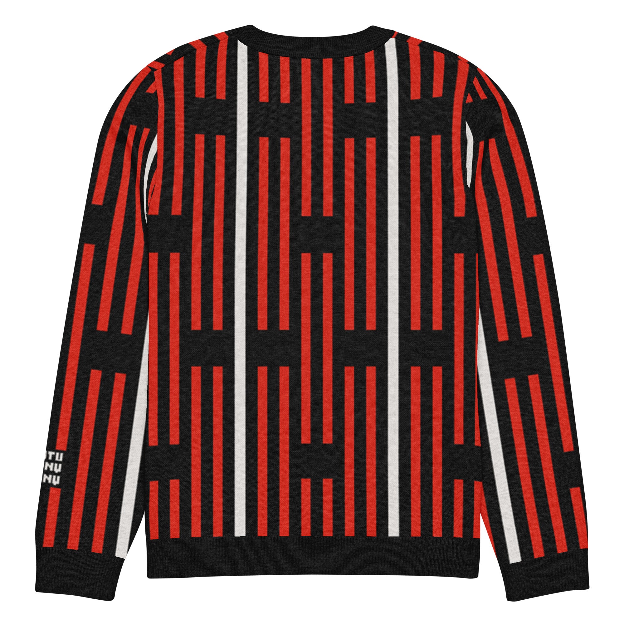 Akwete crew-neck sweater in Kola red and black — Onu Monu