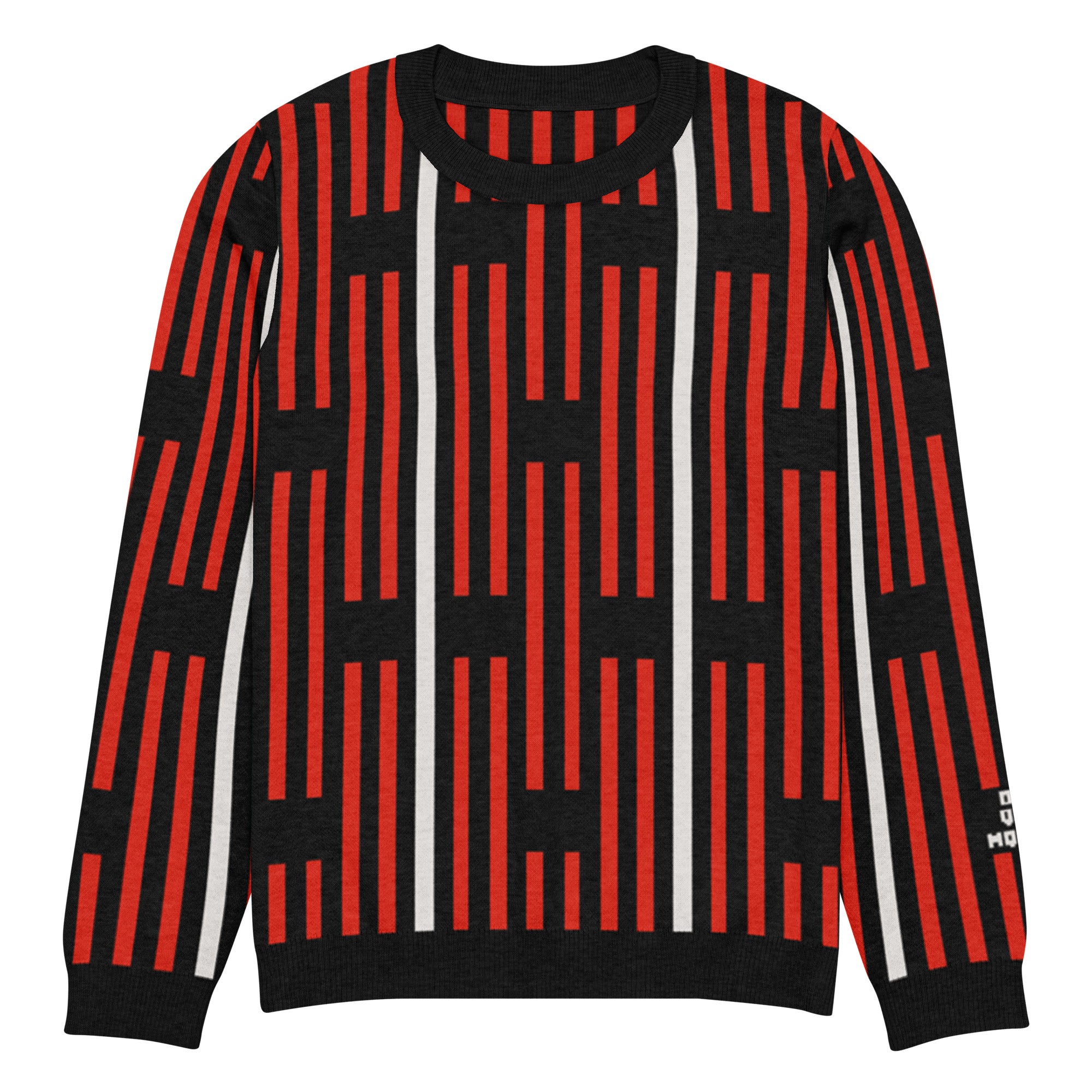 Akwete crew-neck sweater in Kola red and black — Onu Monu
