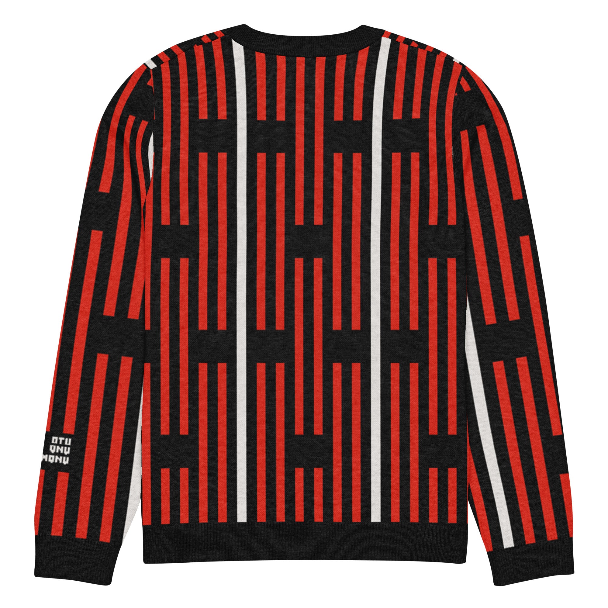 Akwete crew-neck sweater in Kola red and black — Onu Monu