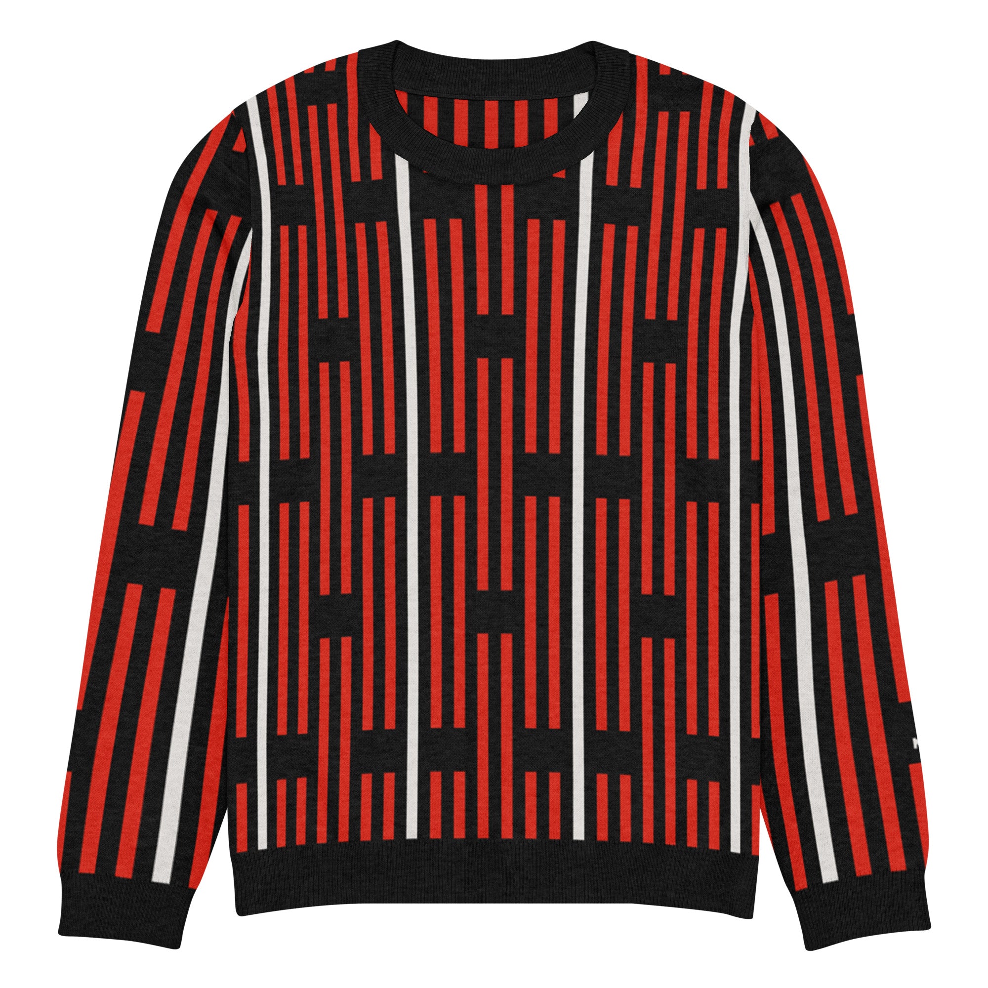 Akwete crew-neck sweater in Kola red and black — Onu Monu