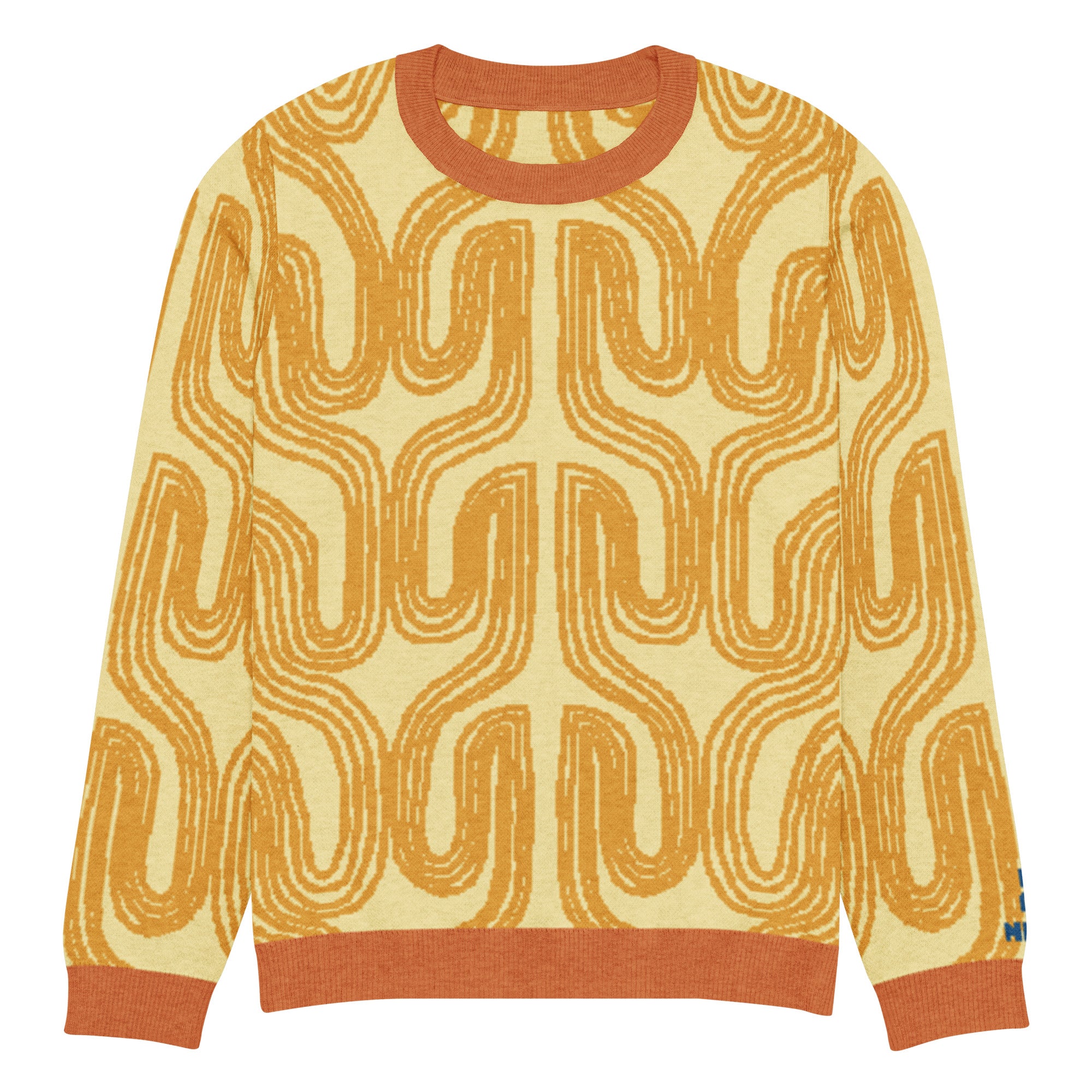 Aru crew-neck sweater in Oloma orange — Onu Monu