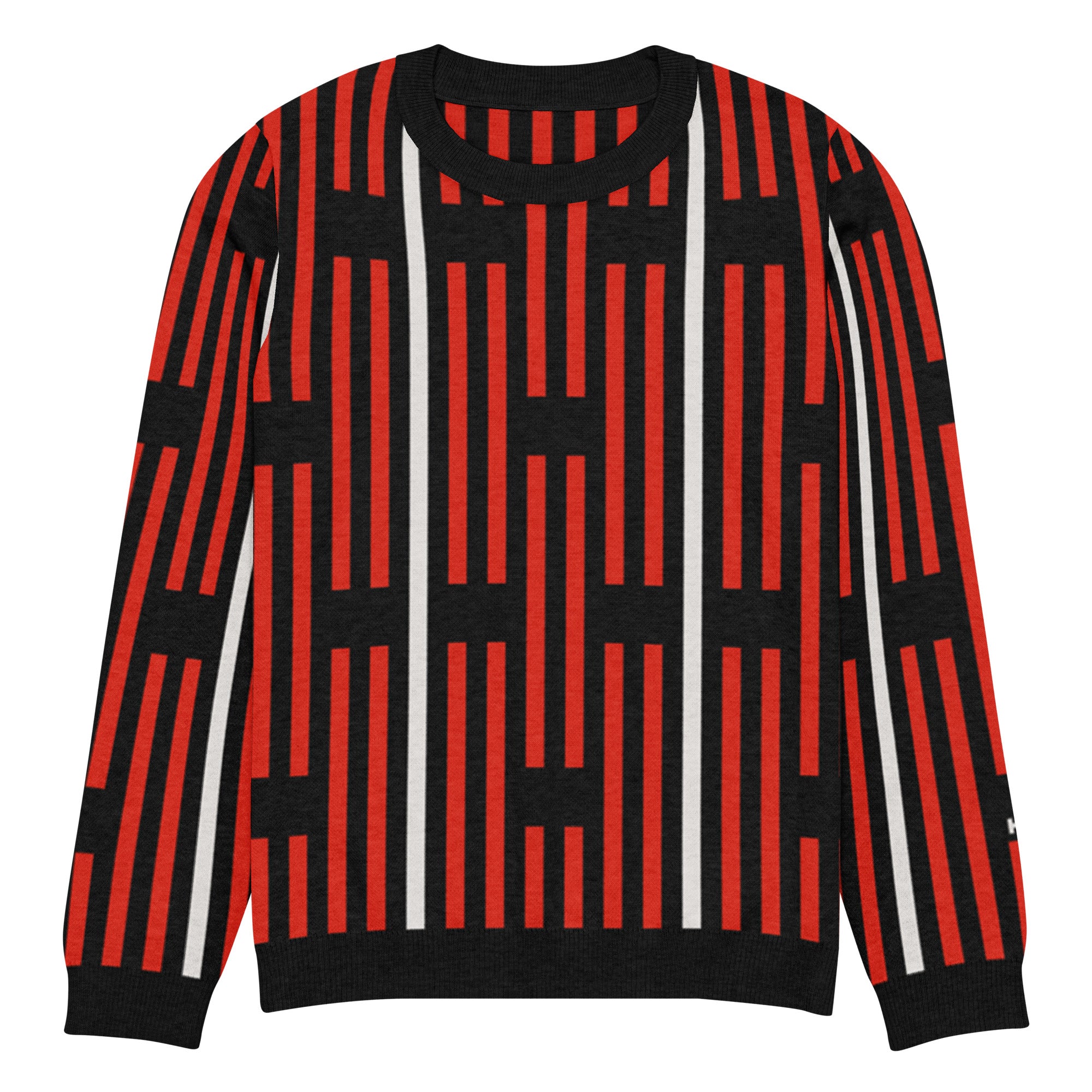 Akwete crew-neck sweater in Kola red and black — Onu Monu