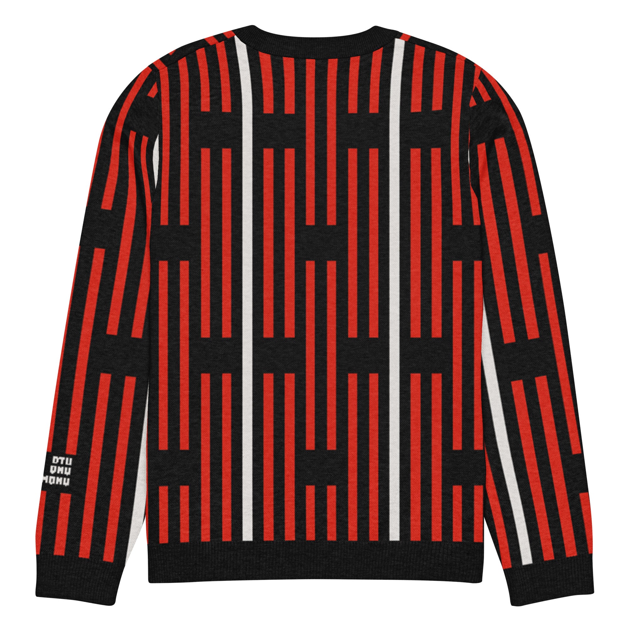 Akwete crew-neck sweater in Kola red and black — Onu Monu