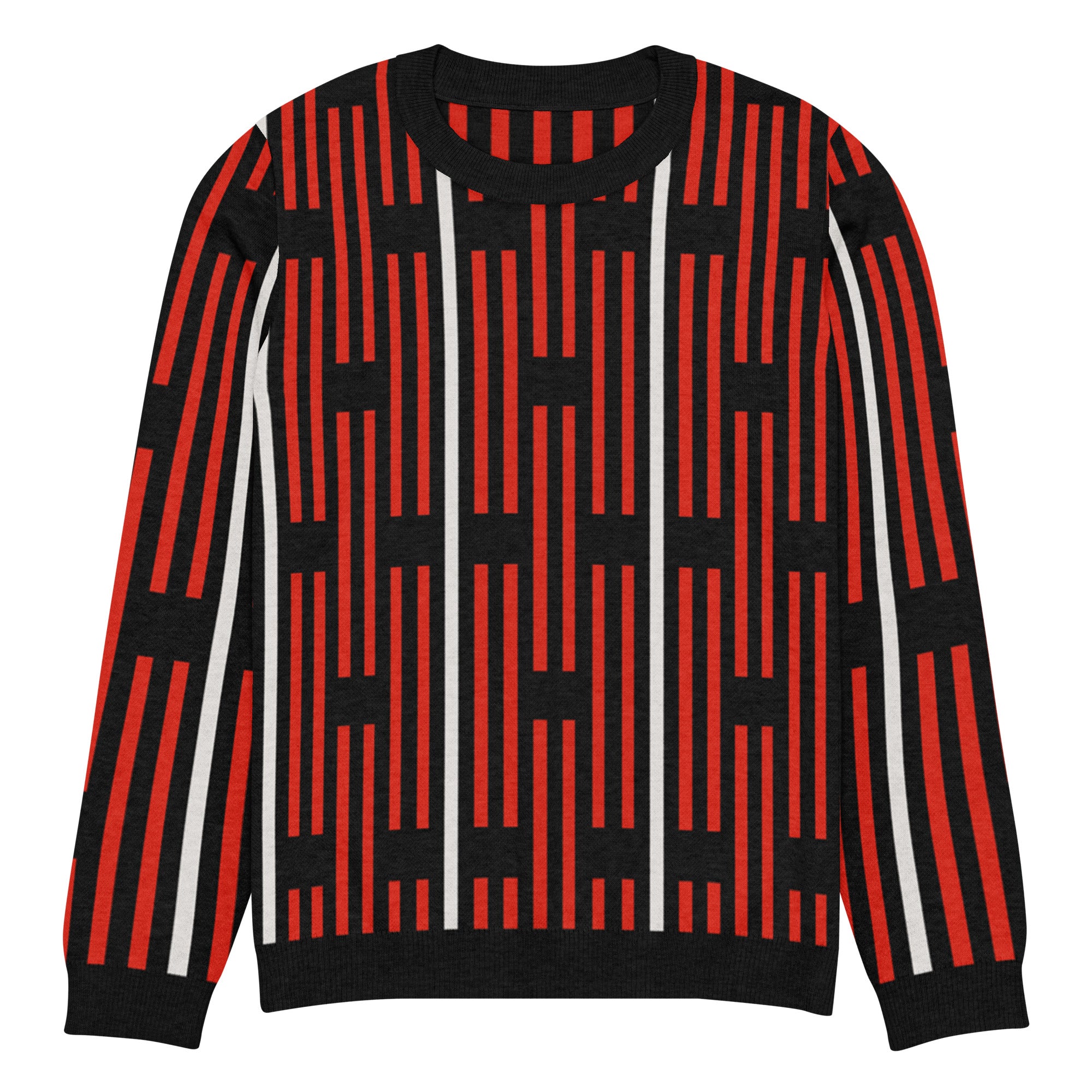 Akwete crew-neck sweater in Kola red and black — Onu Monu