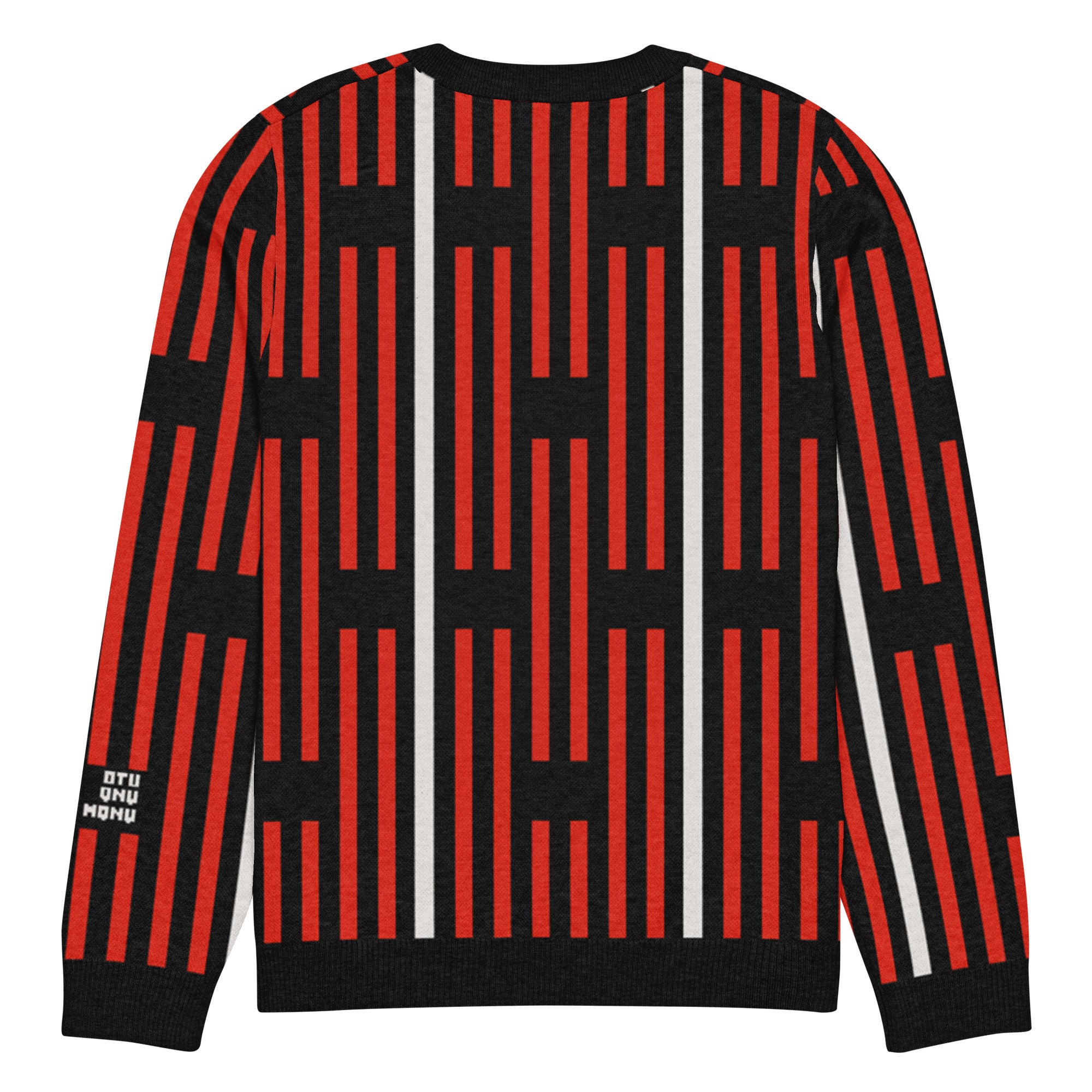 Akwete crew-neck sweater in Kola red and black — Onu Monu