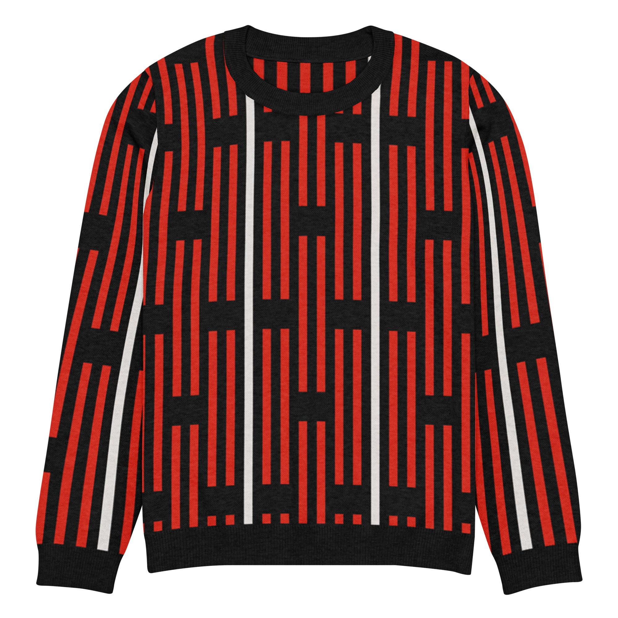 Akwete crew-neck sweater in Kola red and black — Onu Monu