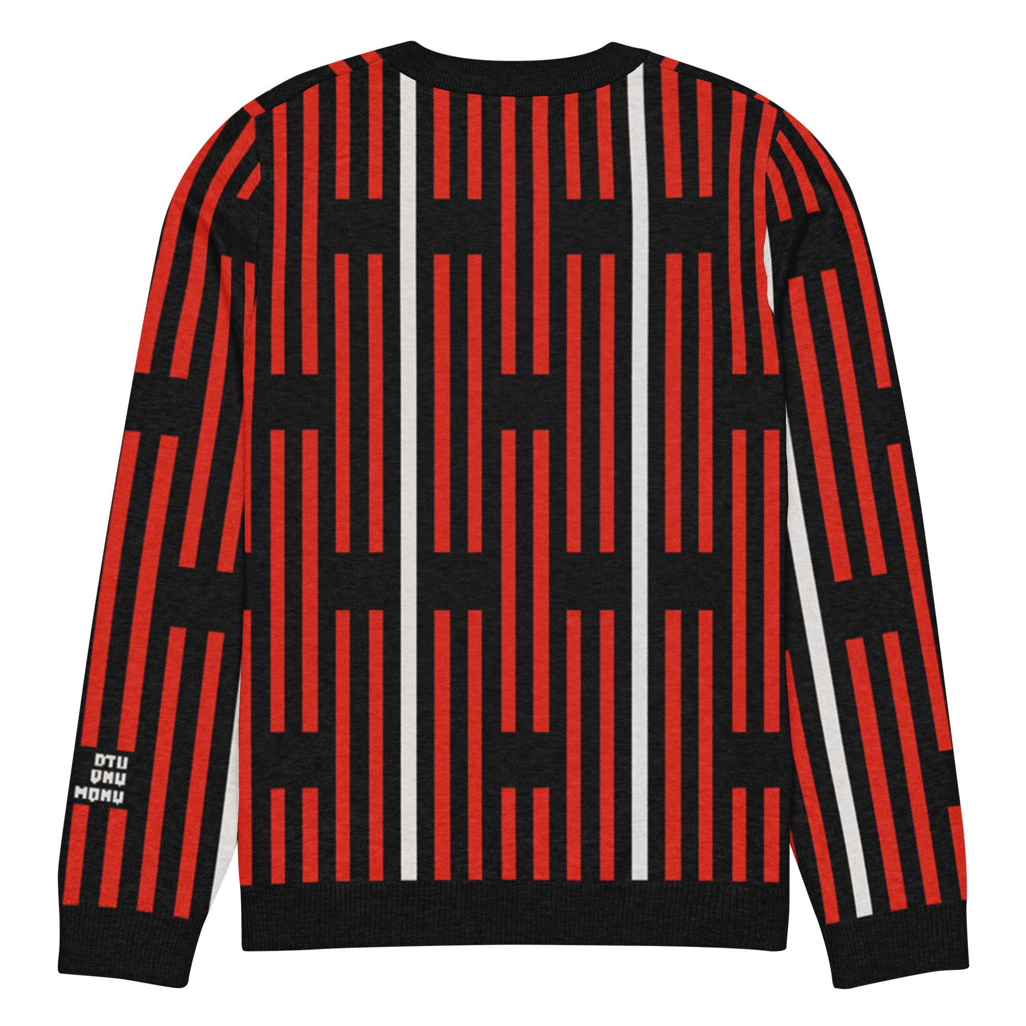 Akwete crew-neck sweater in Kola red and black — Onu Monu