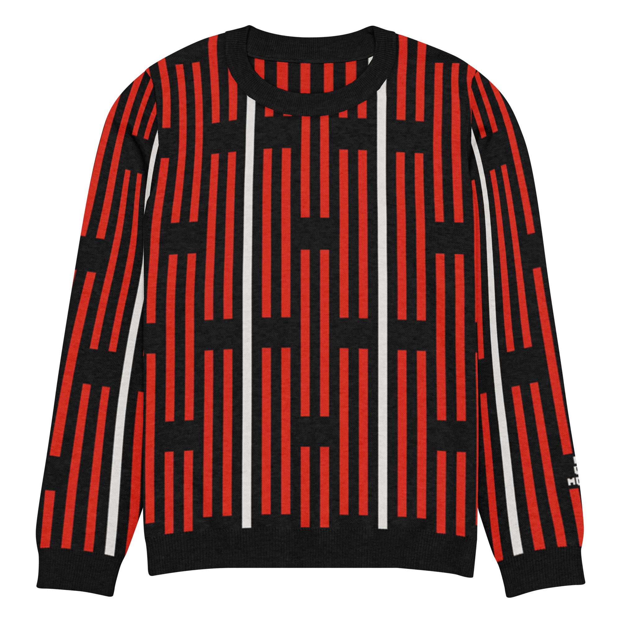 Akwete crew-neck sweater in Kola red and black — Onu Monu