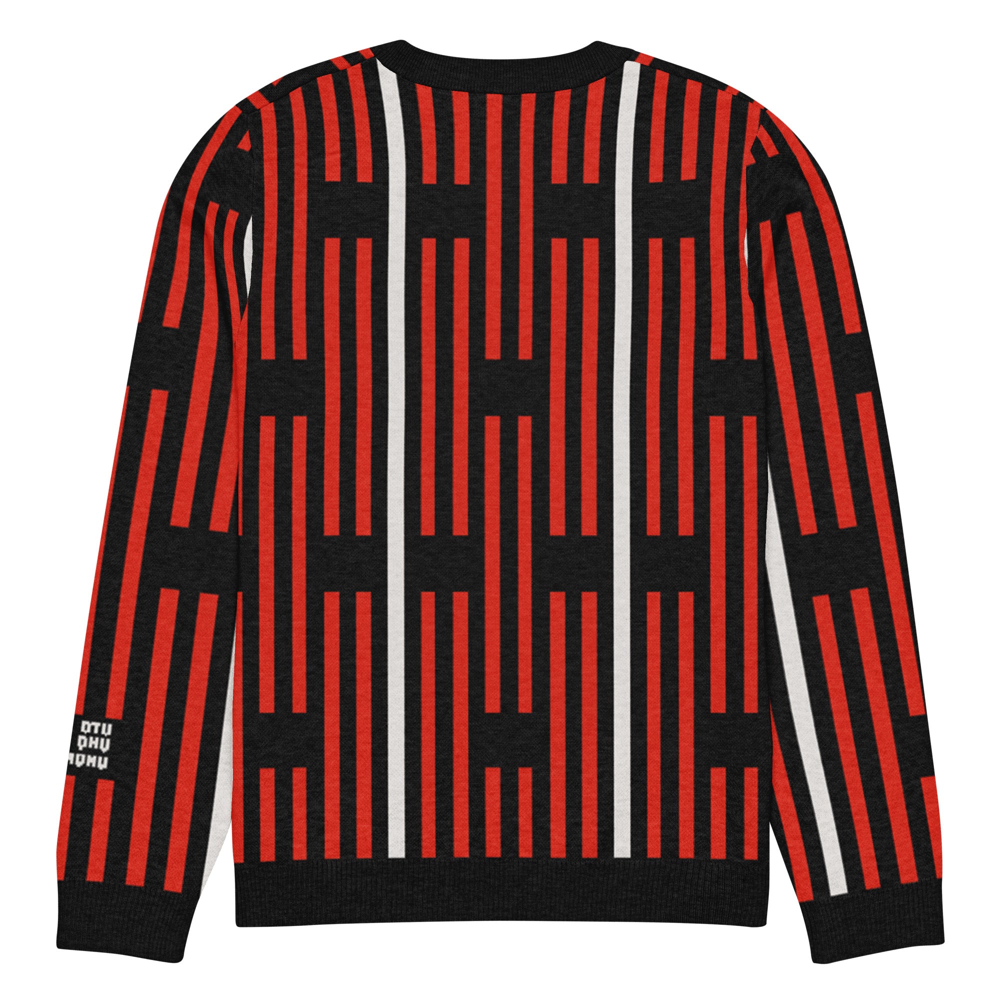 Akwete crew-neck sweater in Kola red and black — Onu Monu