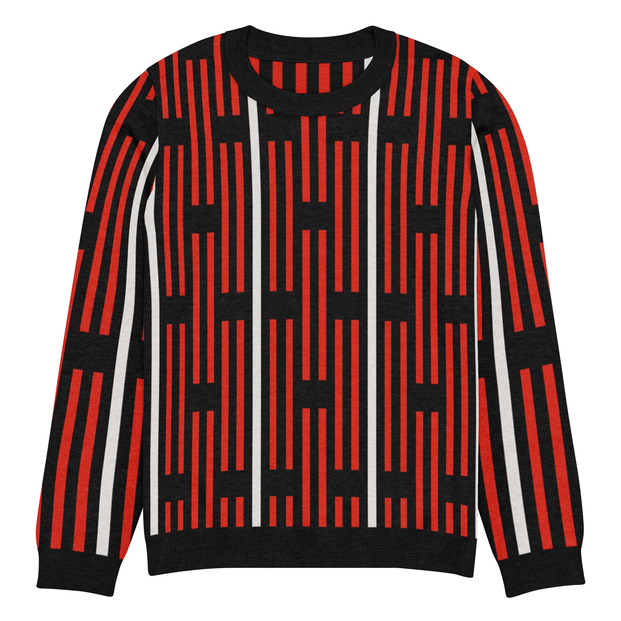 Akwete crew-neck sweater in Kola red and black — Onu Monu