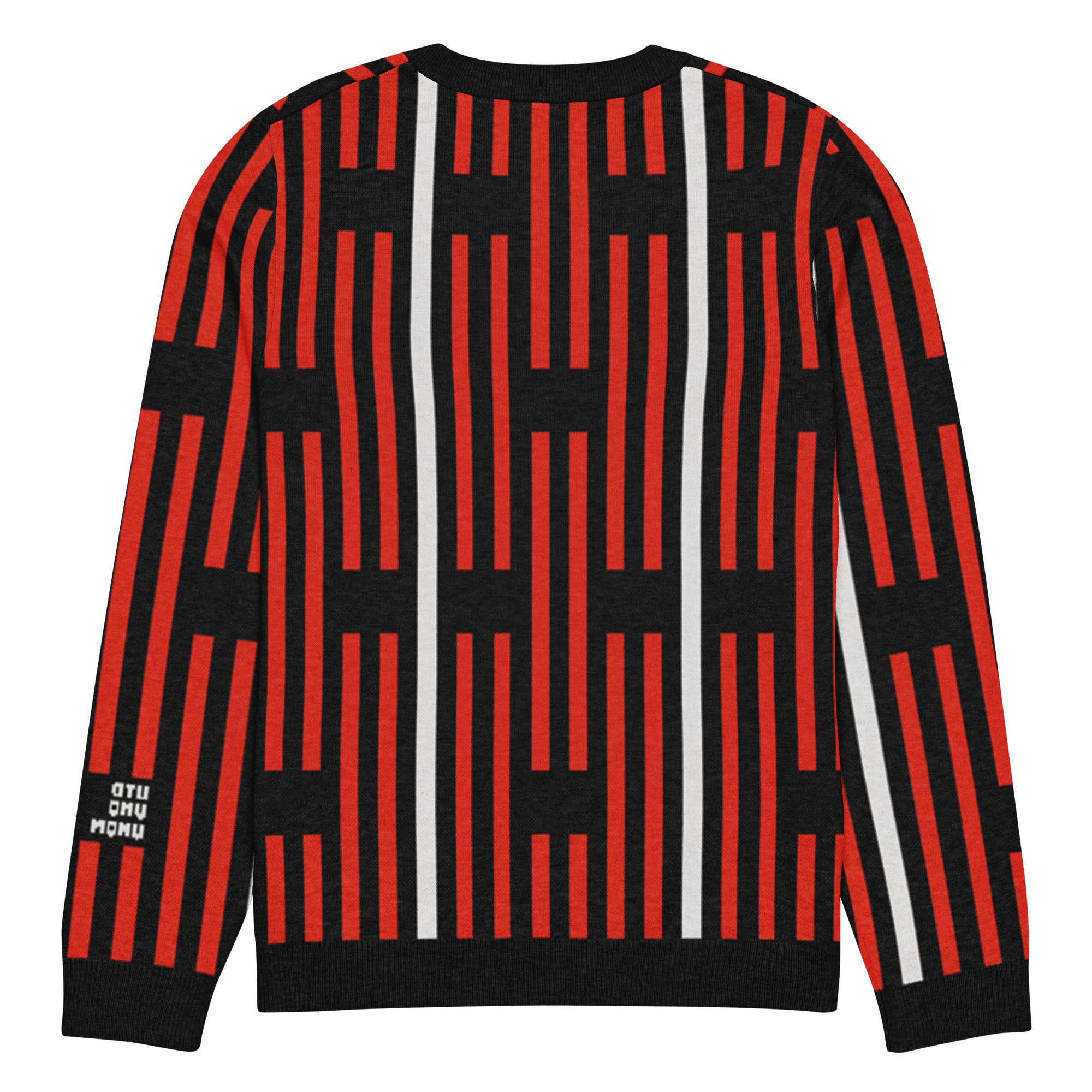 Akwete crew-neck sweater in Kola red and black — Onu Monu