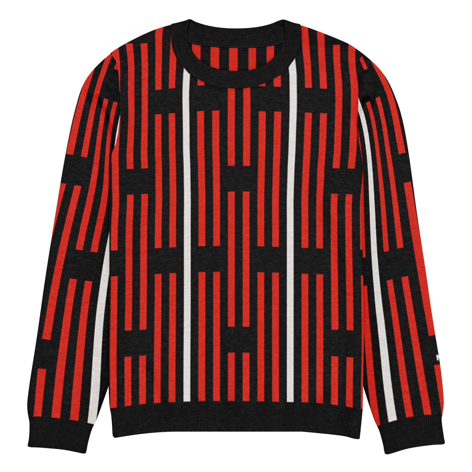 Akwete crew-neck sweater in Kola red and black — Onu Monu